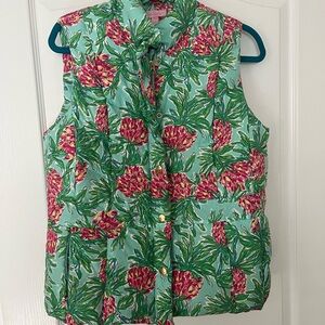 Lilly Pulitzer Green and Pink Puffer Vest